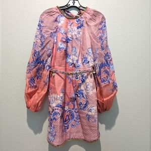 Zimmermann Linen Puff-Sleeve Postcard Minidress